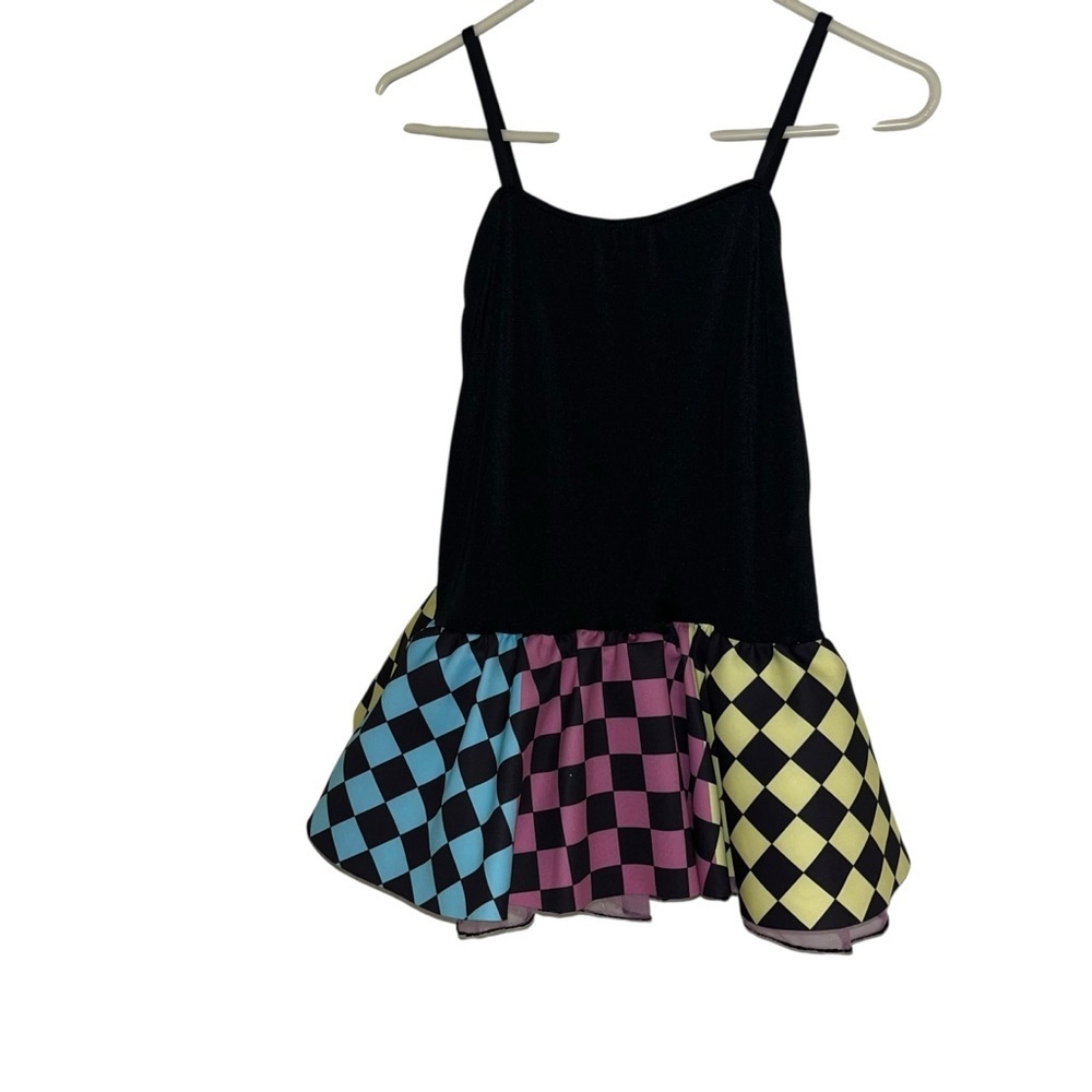 Weissman checkered blue yellow purple dance dress costume child xxl 17656